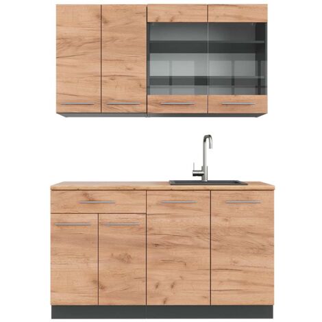 Cuisine Fame-Line, Chêne doré/anthracite, 140 cm , PT Chêne, Vicco