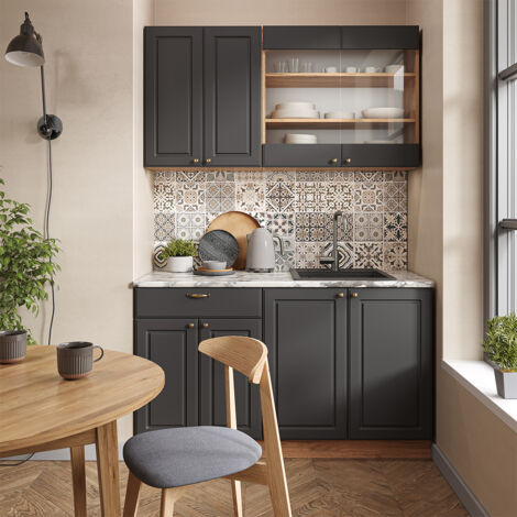 Cuisine Fame-Line, Anthracite Campagne/Chêne doré, 140 cm , PT Anthracite, Vicco
