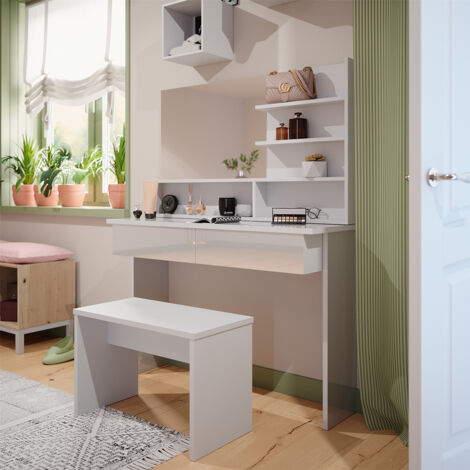 Coiffeuse Azur, Blanc, 120 cm avec banc, Vicco