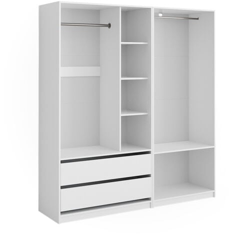 Armoire à vêtements Elmo, Blanc, 100x200cm Lot de 2, Vicco