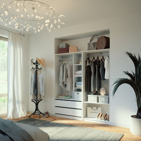 Armoire à vêtements Elmo, Blanc, 100x200cm Lot de 2, Vicco