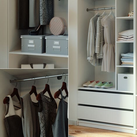 Armoire à vêtements Elmo, Blanc, 100x200cm Lot de 2, Vicco