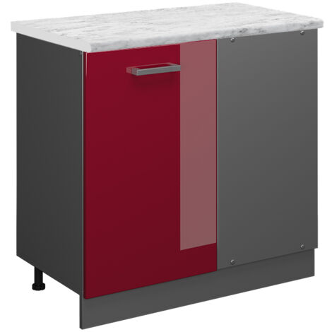 Meuble d'angle R-Line, Rouge brillant, 86cm PT Marbre, Vicco