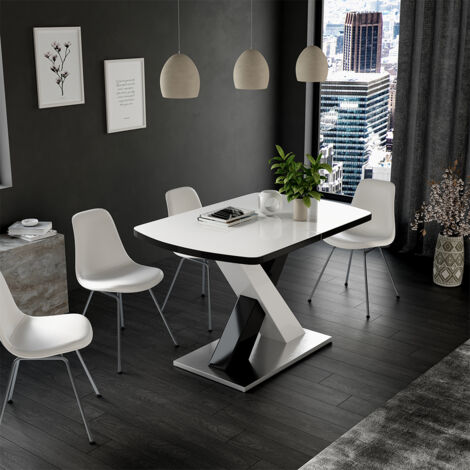 table de salle à manger Chinto, Noir, 120 x 80 cm extensible, Vicco