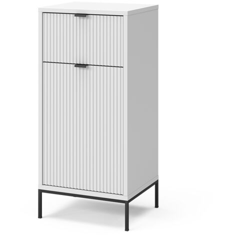 Meuble salle de bain Eliza, Blanc, 40x87cm avec porte et tiroir, Vicco