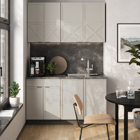 Cuisine Fame-Line, GrisBeige/Anthracite, 140 cm, PT Marbre, Vicco