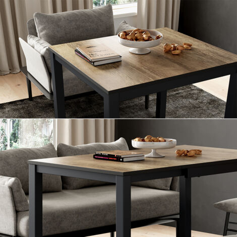 Table à Manger Extensible Fenaro 120x80cm (jusqu'à 160cm) - Noir/chêne, Plateau Mélaminé, Pied Métal Et MDF, Idéale Salle à Manger - 13