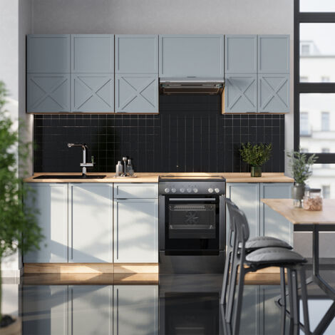 Cuisine Intégrée Vicco Fame-Line 240 Cm, Moderne, Couleur Anthracite