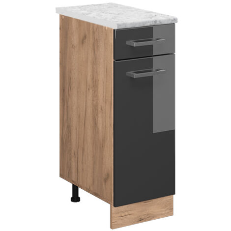 Meuble cuisine R-Line, Anthracite Haute brillance, 30cm PT Marbre, Vicco (1/5)