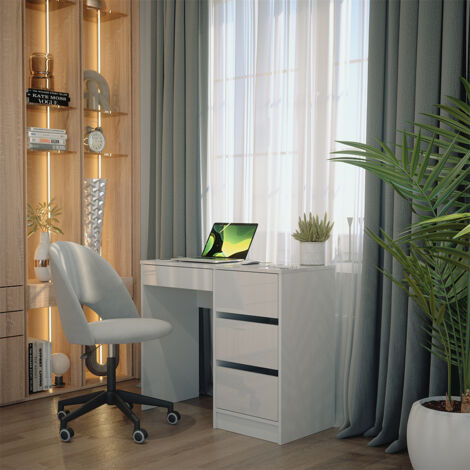 Bureau Sherry, Blanc Haute brillance, 90 x 40 cm avec tiroirs, Vicco (1/5)