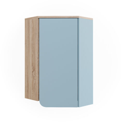 Meuble de salle de bain Karen, Bleu-gris, 42.4x75cm avec porte et compartiments ouverts, Vicco