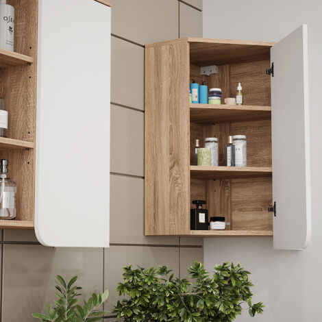 Armoire Salle De Bain Karen - 50x75 Cm Avec Porte & Étages Ouverts/Fermés