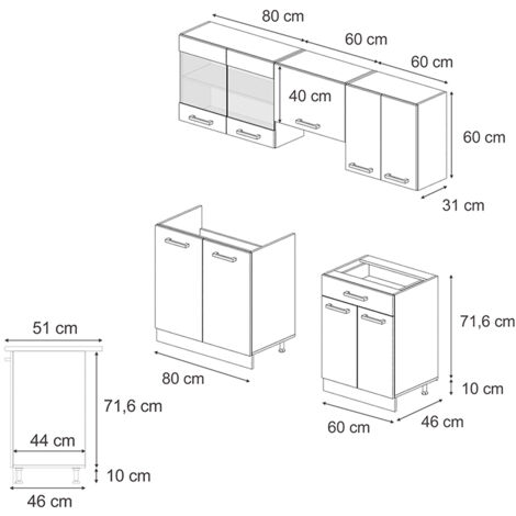 Cuisine Intégrée Vicco R-Line 200cm – Chêne/Anthracite – Haute Brillance NEUVE
