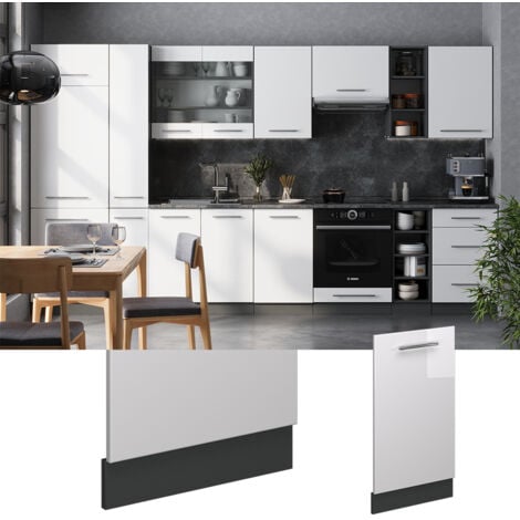Façade de lave-vaisselle Fame-Line, Blanc Haute brillance, 45cm sans PT, Vicco