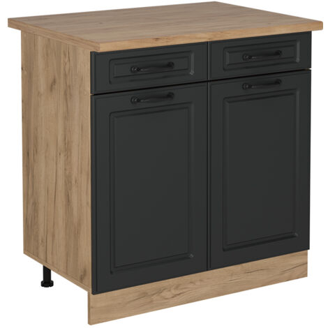 Meuble cuisine R-Line, Anthracite campagne, 80cm , PT Chêne, Vicco