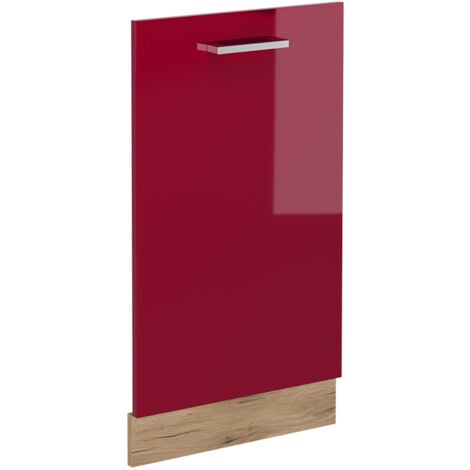 Panneau de lave-vaisselle R-Line, Rouge bordeaux Haute brillance, 45cm sans PT, Vicco