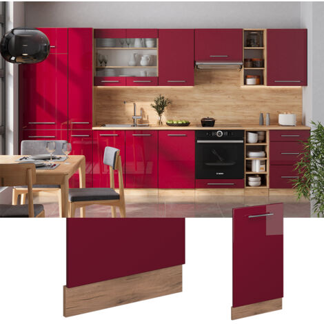 Façade de lave-vaisselle Fame-Line, Rouge bordeaux Haute brillance, 45cm sans PT, Vicco