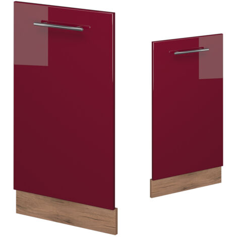 Façade de lave-vaisselle Fame-Line, Rouge bordeaux Haute brillance, 45cm sans PT, Vicco