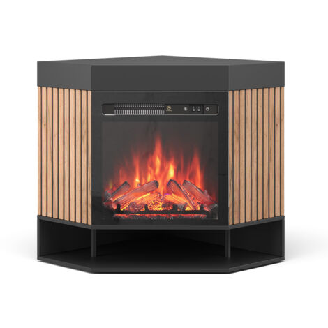 cheminée électrique Lynea, Noir, 100cm avec effet de flamme réaliste et chauffage 1800W, Vicco
