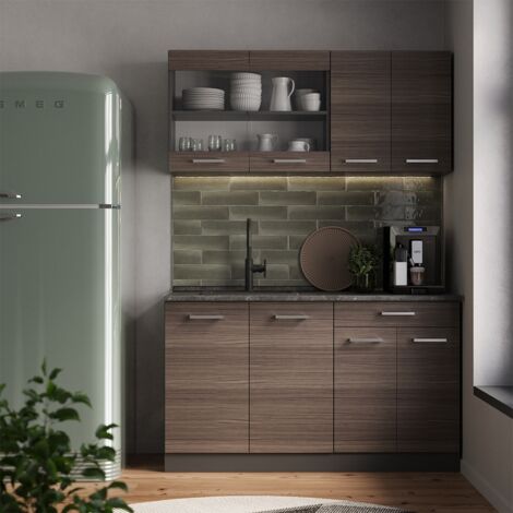 Cuisine R-Line, Gris noble/Anthracite, 140cm, PT Marbre, Vicco