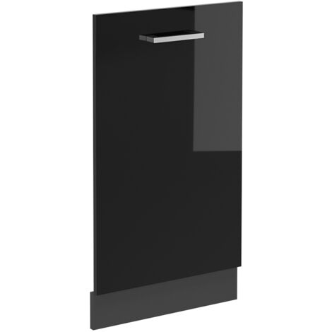 Façade de lave-vaisselle R-Line, Noir Haute brillance, 45cm sans PT, Vicco