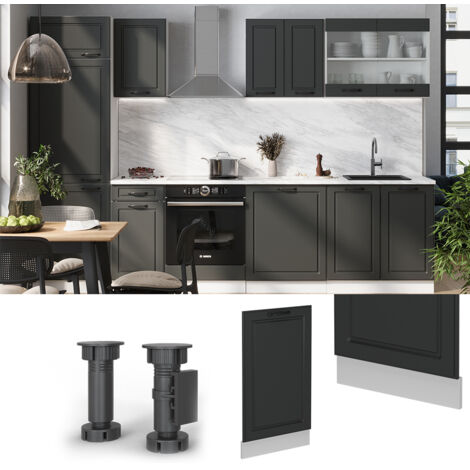 Façade de lave-vaisselle R-Line, Anthracite campagne, 45cm, PT Chêne, Vicco