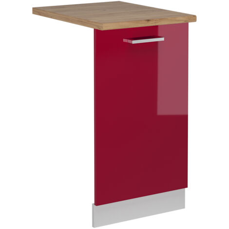 Panneau de lave-vaisselle R-Line, Rouge bordeaux Haute brillance, 45cm, PT Chêne, Vicco