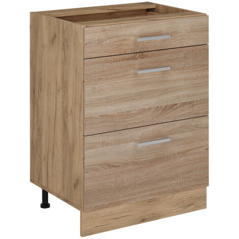 Meuble cuisine R-Line, Sonoma, 60cm avec tiroirs, sans PT, Vicco