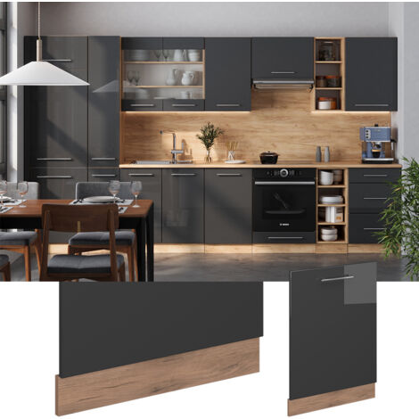 Façade de lave-vaisselle Fame-Line, Anthracite Haute brillance, 60cm sans PT, Vicco