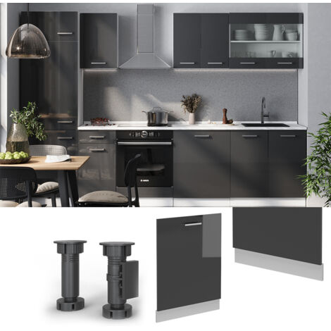 Panneau de lave-vaisselle R-Line, Anthracite Haute brillance, 60cm, PT Marbre, Vicco