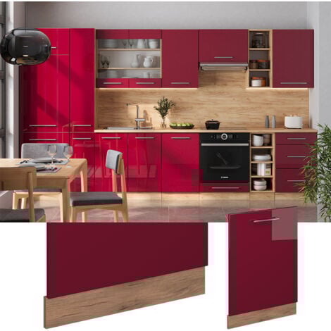 Façade de lave-vaisselle Fame-Line, Rouge bordeaux Haute brillance, 60cm sans PT, Vicco