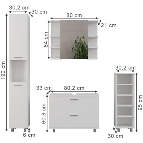 Ensemble Meuble Salle De Bain Vicco Ilias 4 Pièces – Blanc Ultra-brillant, Moderne