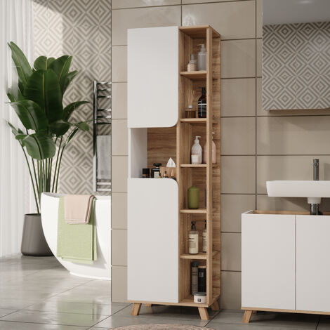 Armoire à Miroir VIOLA De VICCO - Blanc/Anthracite - 2 Portes