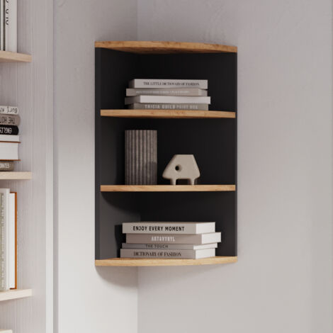 Étagère d'angle Ecki, Anthracite/chêne doré, 30x60cm, Vicco
