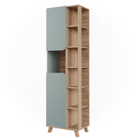 Meuble De Salle De Bains Vicco Maris – Placard Blanc Béton Avec Étagère – 190x56x30 Cm