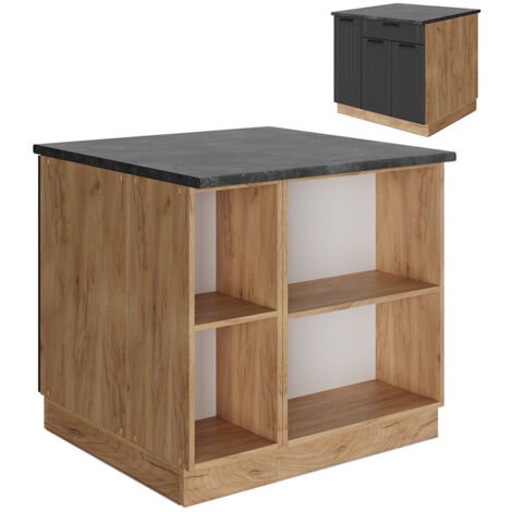 Îlot de cuisine Fame-Line, Gris foncé, 90cm avec tiroir, sans PT, Vicco
