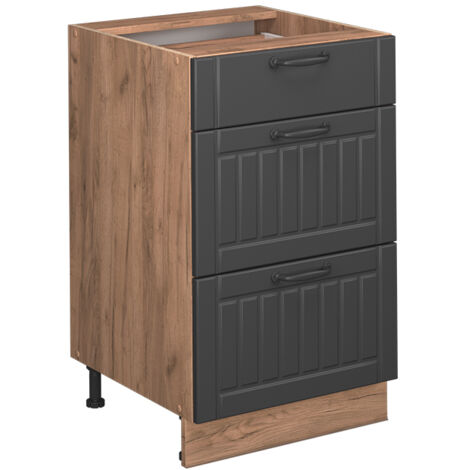 Meuble cuisine Fame-Line, Gris foncé, 50cm , PT Chêne, Vicco