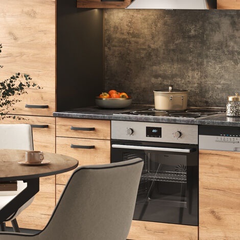 Vicco Cuisine R-Line, Artisan chêne/blanc, 240cm , PT Anthracite