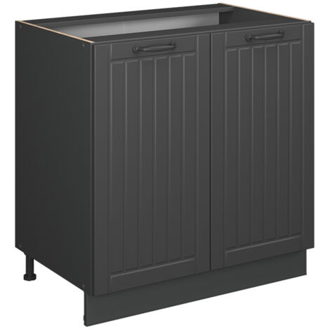 Meuble bas sous-évier Fame-Line, Gris foncé, 80cm avec étagère, sans PT, Vicco