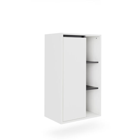 Armoire Midischrank Viola, blanc/gris, 50x86cm avec des étagères ouvertes, Vicco