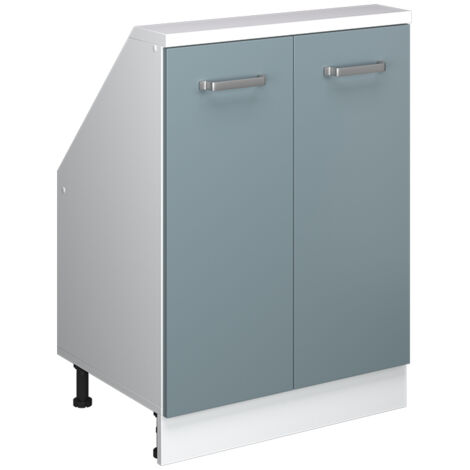 Meuble de rangement sous pente Rion, Bleu-gris/blanc, avec 2 portes, Vicco