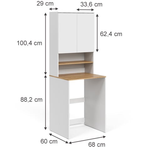 Armoire machine à laver Viktor, Blanc/Artisan, 68x88.2cm 2 pièces avec étagère, Vicco