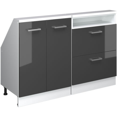 Ensembles de meuble de rangement sous pente Rion, Anthracite brillant/blanc, Lot de 2, Vicco