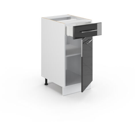 Meuble cuisine Fame-Line, Anthracite Haute brillance, 40 cm sans plan de travail, Vicco