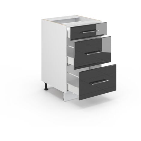Meuble cuisine Fame-Line, Anthracite Haute brillance, 50 cm sans plan de travail, Vicco