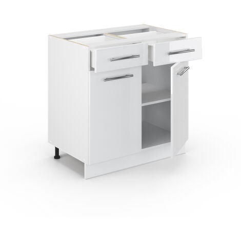 Meuble cuisine Fame-Line, Blanc Haute brillance, 80 cm sans plan de travail, Vicco