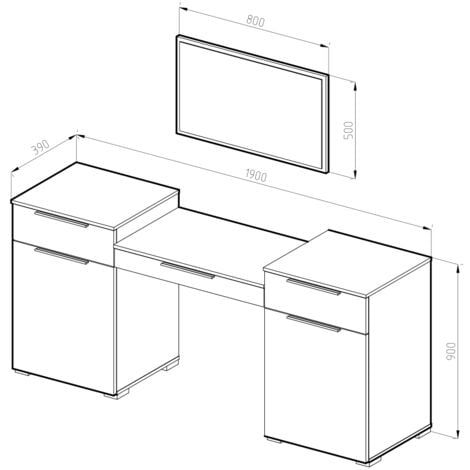 Coiffeuse Lilli, Blanc, 190 cm, Vicco