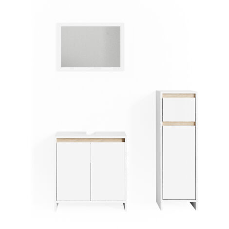 Ensemble de meubles de salle de bain Emma, Blanc/Sonoma, 3 parties, Vicco