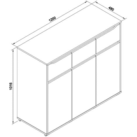Commode avec tiroirs Ruben, Blanc, 120 x 101.6 cm avec tiroirs, Vicco