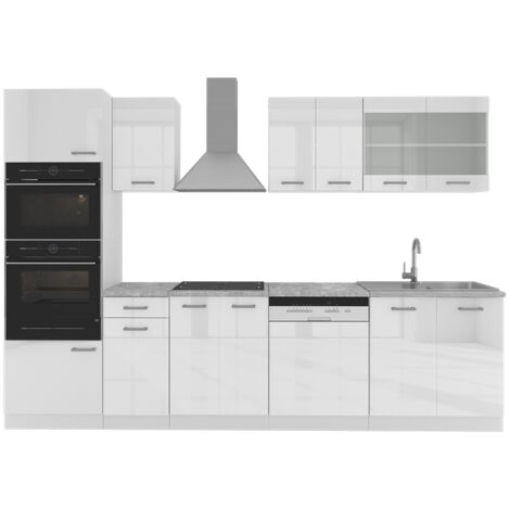 Cuisine Vicco R-Line 300 Cm – Ensemble Cuisine Intégrée – Bordeaux Brillant – Neuve